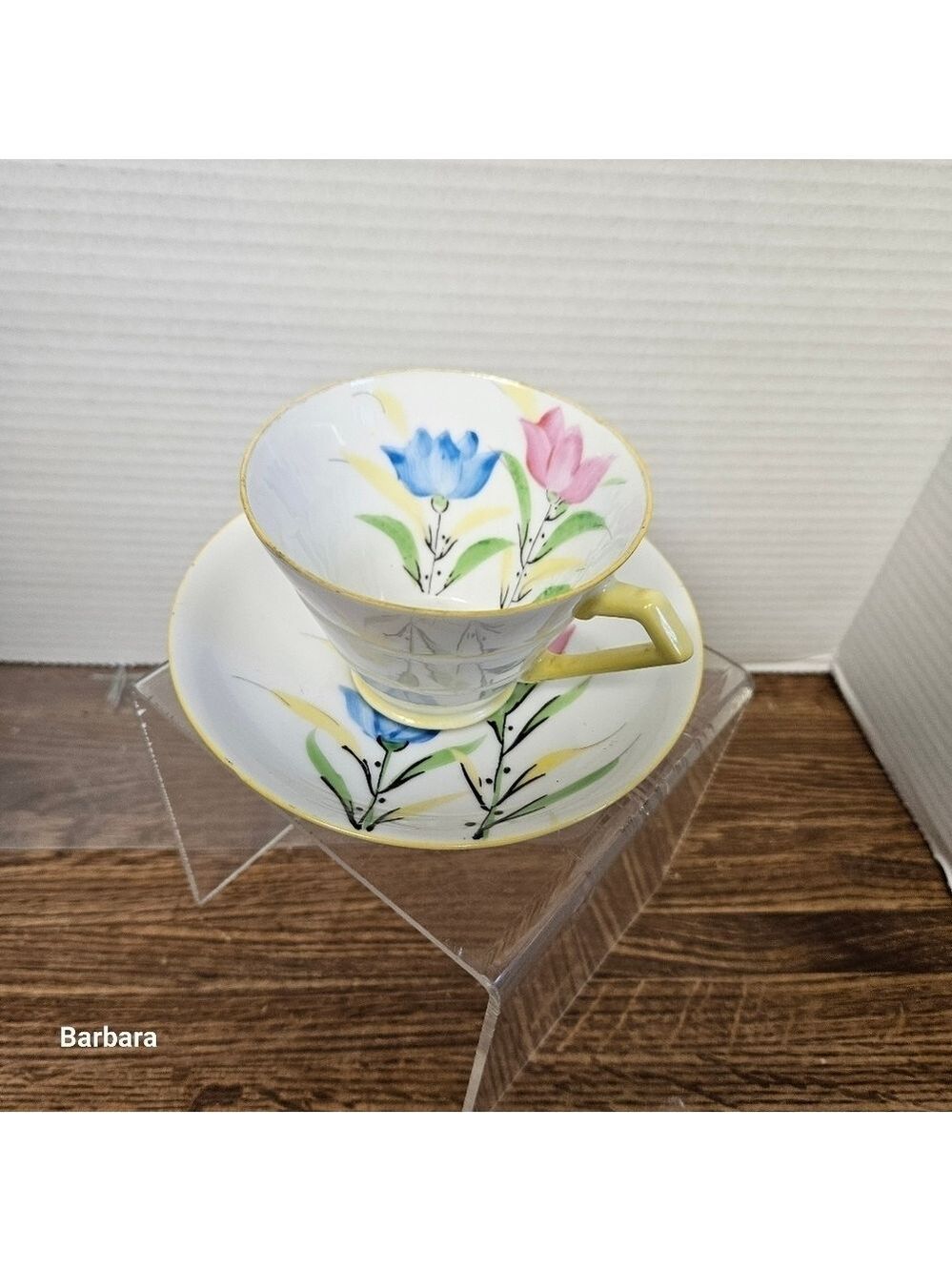 Vintage Porcelain Japanese Floral Teacup and Saucer Set